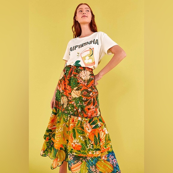 FARM Rio Dresses & Skirts - FARM Rio Caipirinha Tiered Cotton Midi Skirt Small
Style Number: 300657